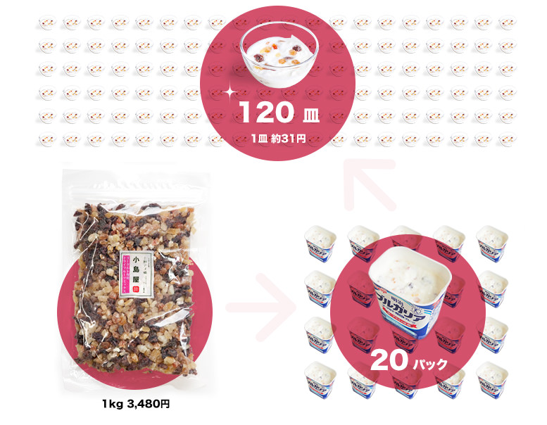 ドライフルーツヨーグルトのコスト