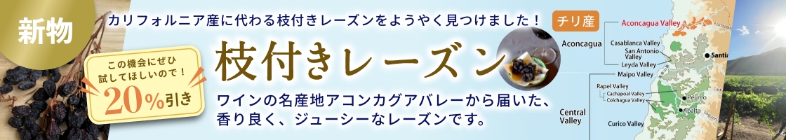 チリ産枝付きレーズン20%引き
