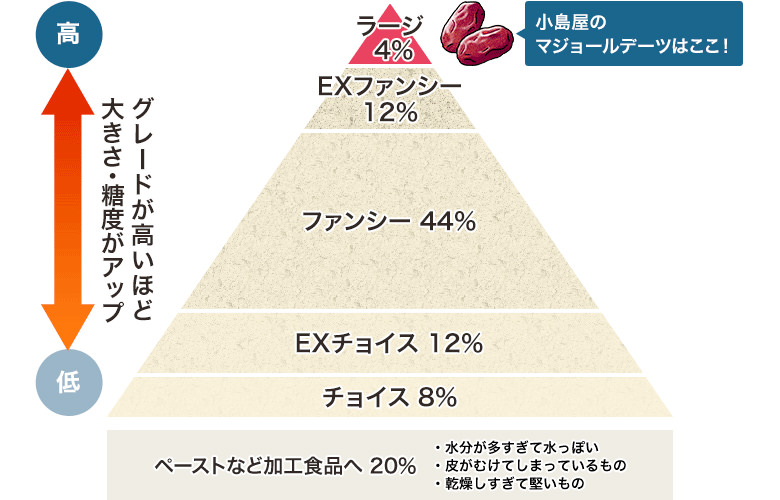 マジョールデーツのランク付け