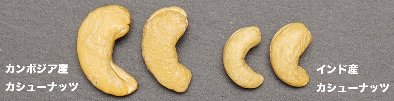 カンボジア産カシューナッツとインド産カシューナッツ