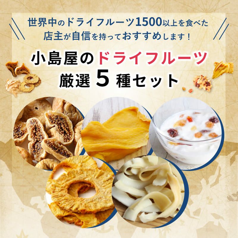 小島屋のドライフルーツお試しセット｜専門店厳選の5種セット